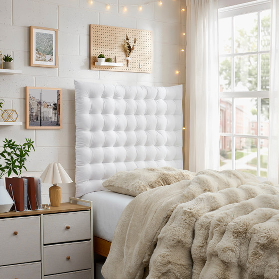 Rainha® - Cushion Tufted Tall College Headboard - White