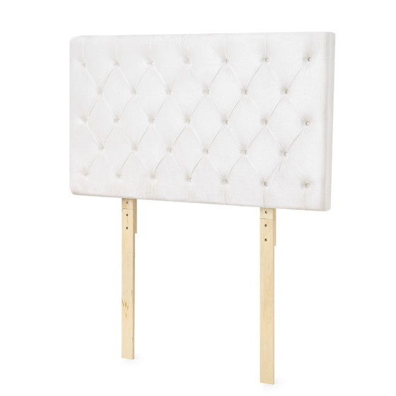 Full/Full XL - Tufted Velvet Plush College Dorm Headboard with Legs - White
