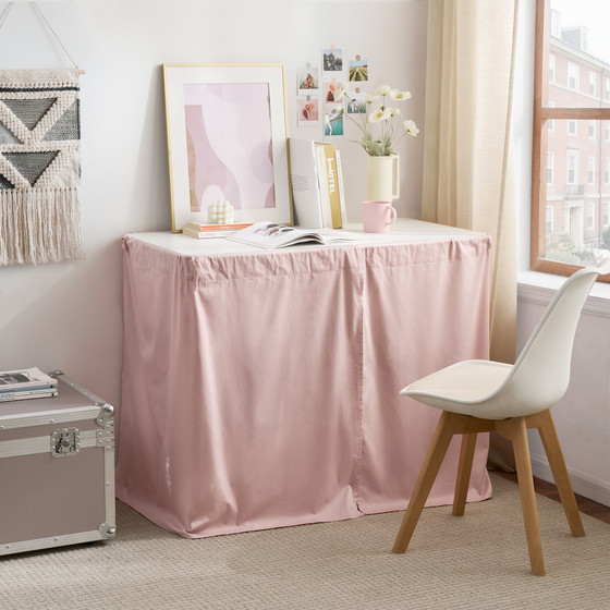 Cotton Dorm Bungee Desk Skirt - Darkened Blush