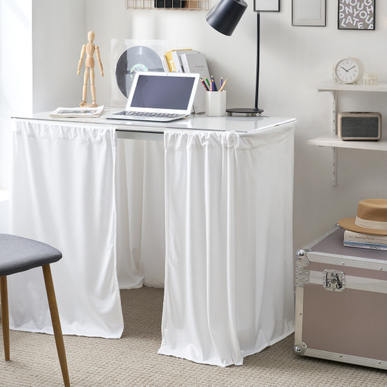 Luxury Plush Dorm Bungee Desk Skirt - White
