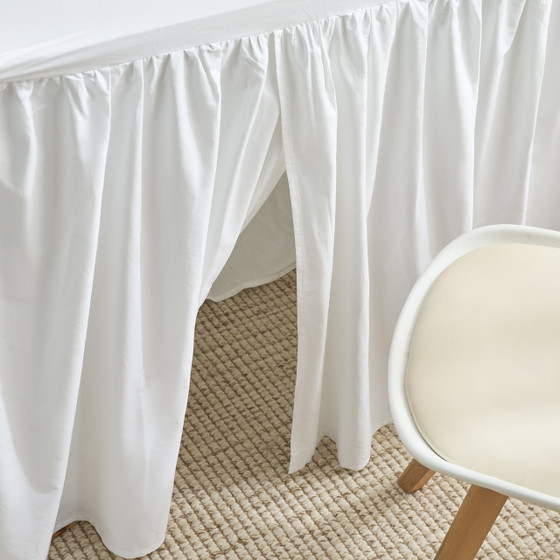 Standard Pleated Cotton Dorm Desk Skirt - White
