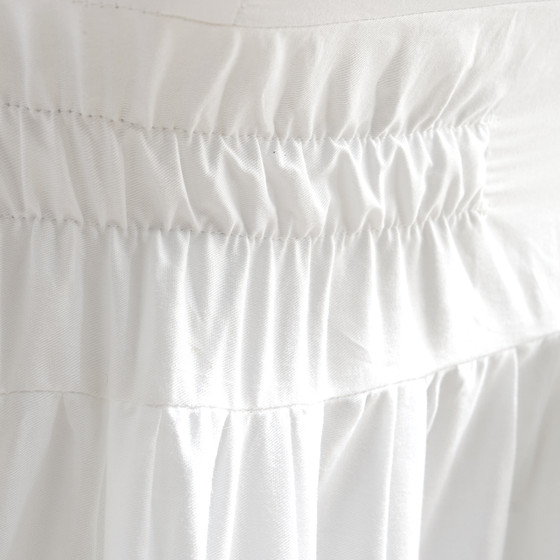 Corner Pleated Cotton Dorm Desk Skirt - White