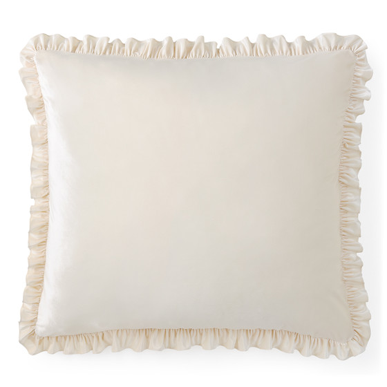 Rainha® Velvet Dutch Euro Pillow - With Ruffled Flange - Creamy Beige