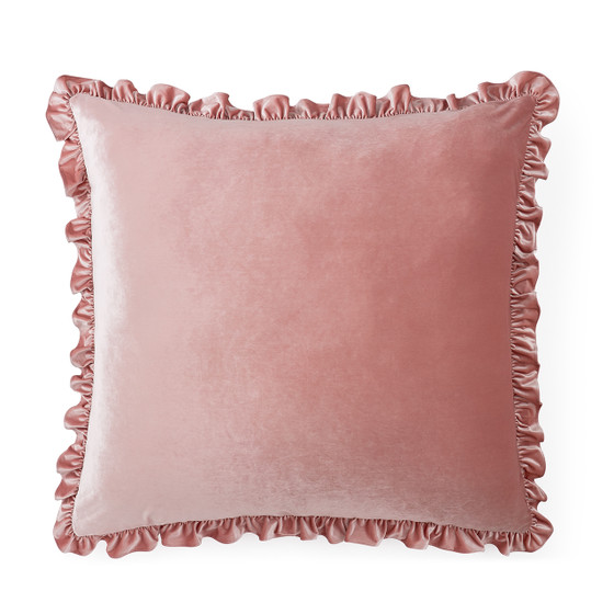 Rainha® Velvet Dutch Euro Pillow - With Ruffled Flange - Calm Pink
