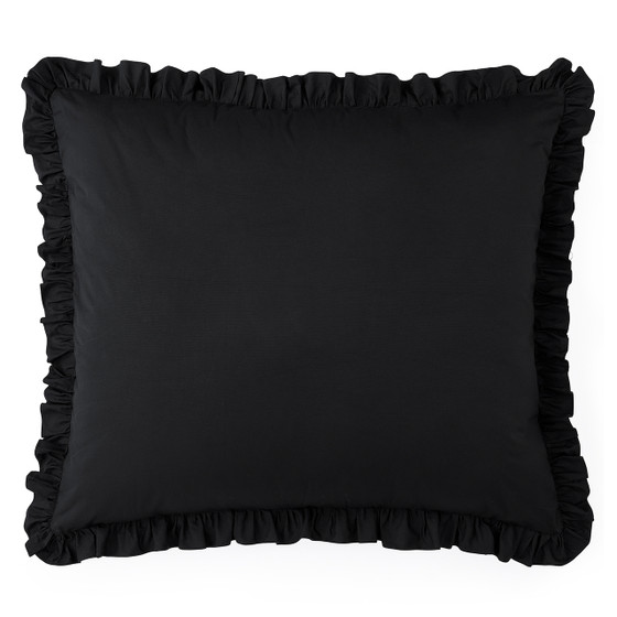 Rainha® Cotton Dutch Ruffled, Euro & Bolster Pillow Set - Black