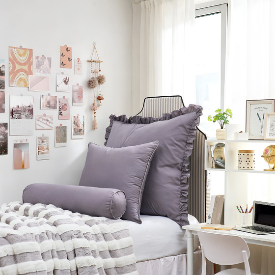 Rainha® Cotton Dutch Euro Pillow - With Ruffled Flange - Taupe Gray