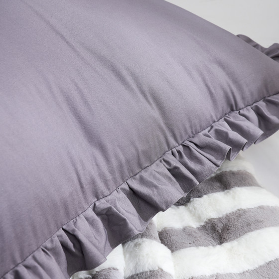 Rainha® Cotton Dutch Euro Pillow - With Ruffled Flange - Taupe Gray