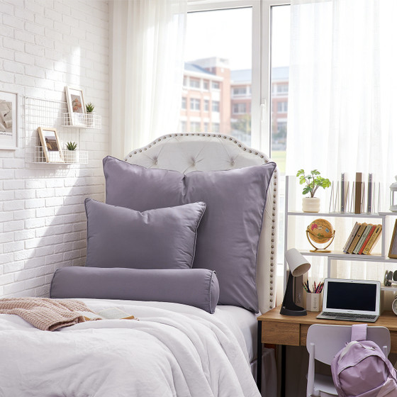 Rainha® Cotton Dutch, Euro & Bolster Pillow Set - Taupe Gray
