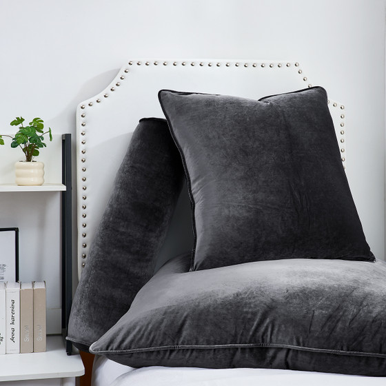 Rainha® Velvet Euro Pillow - Gray