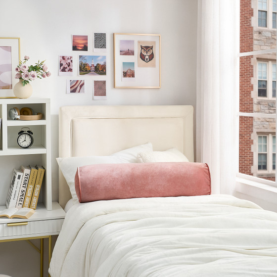 Rainha® Velvet Bolster Pillow - Calm Pink