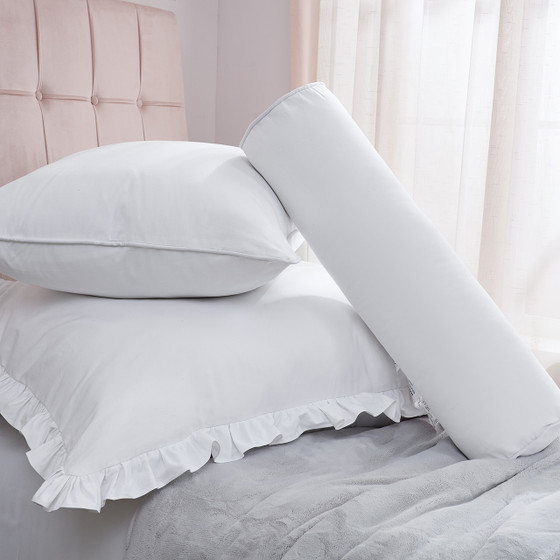 Rainha® Cotton Bolster Pillow - White