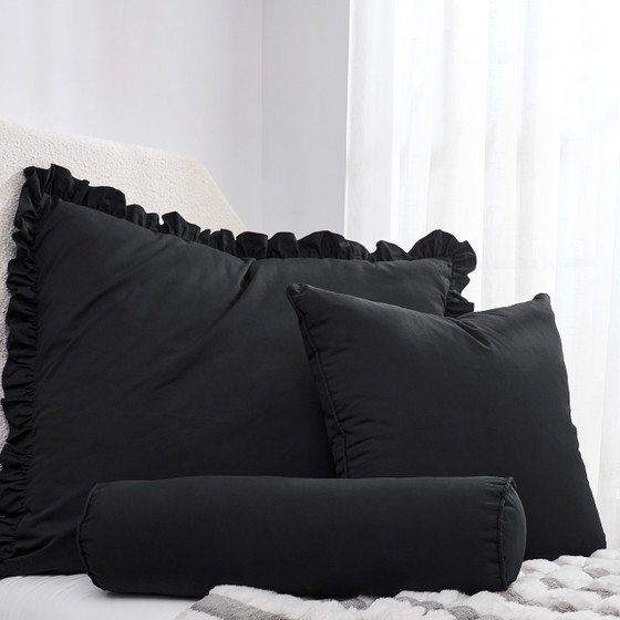 Rainha® Cotton Bolster Pillow - Black