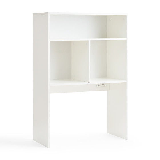 Yak About It® - Extra Depth Cube Dorm Desk Bookshelf with Outlet - White