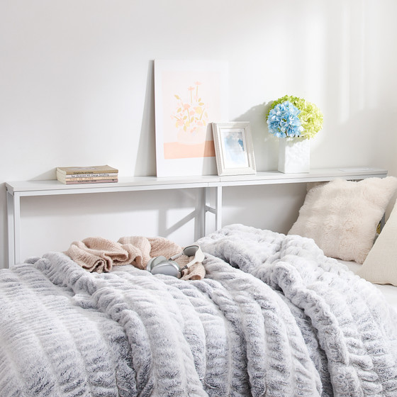 Suprima® Dorm Bedside Console - Single Shelf with Outlet - White