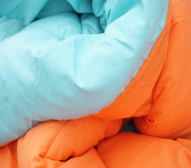 Comfy And Soft - Caribbean Ocean/Orange Reversible College Comforter - Twin XL - Two Cool Colors