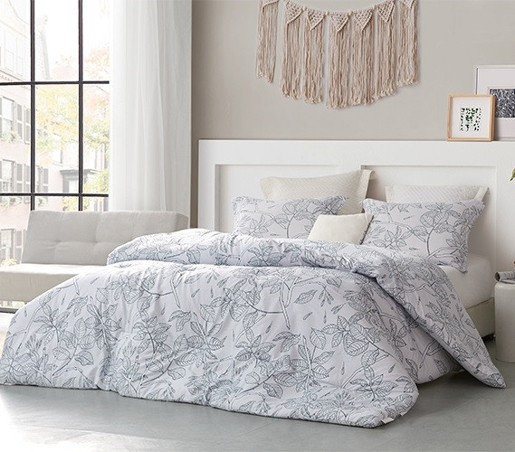 Stylish Designer Dorm Room Bedding Set Botanical Flora Trace Extra Long Twin Comforter
