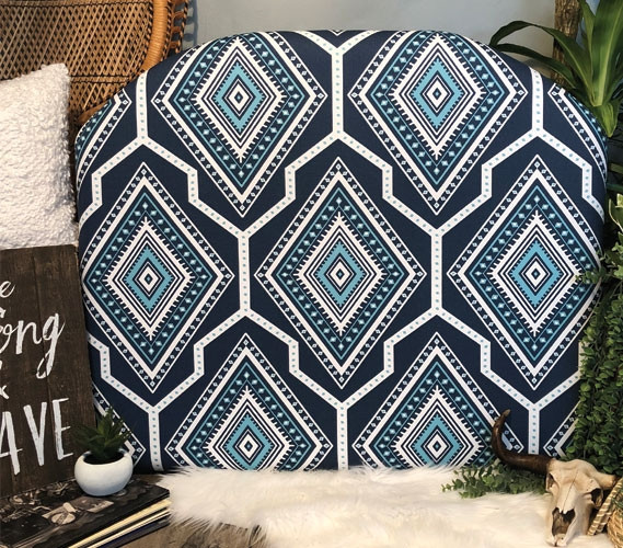 One-of-a-Kind Dorm Room Headboard for Twin XL Bed Handmade College Decor Gita Navy Pattern