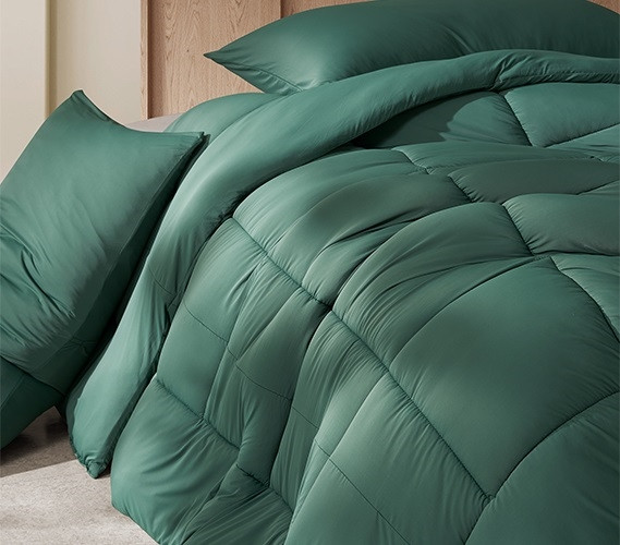 Best Bedding for Hot Sleepers Dorm Comforter Set Bamboo Full XL Bedspread Silky Pillowcases Green Blanket
