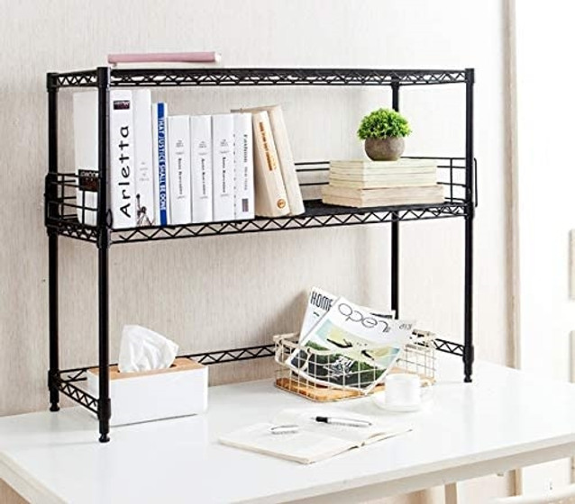 Black Dorm Desk Bookshelf Easy to Assemble Dorm Furniture for Essential Dorm Supplies Storage