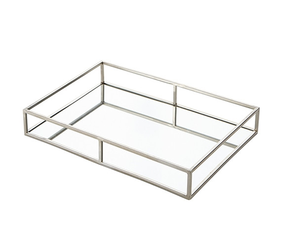 High Quality Dorm Essentials: Egnazia - Silver Metal Mirror Tray