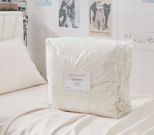 Soft Dorm Room Bedding Beige Twin XL Comforter Neutral Decor Must Have College Essentials