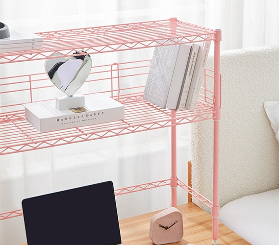 Pink Wire Desk Organizer - Suprima Desktop Carbon Steel Bookshelf