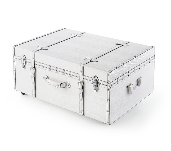 Trendy Dorm Room Decor: White Snakeskin Upholstered Storage Chest