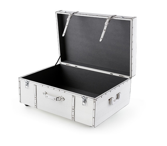 Trendy Dorm Room Decor: White Snakeskin Upholstered Storage Chest