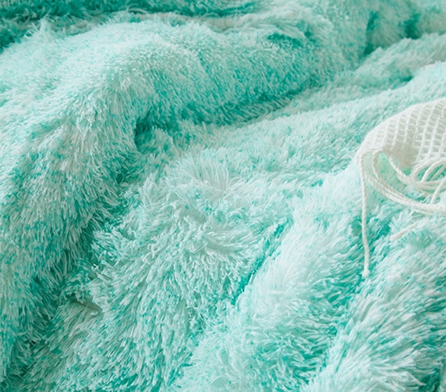 Teal Comforter Set Twin XL College Bedding Shaggy Plush Blanket Mint Green Dorm Decor Ideas