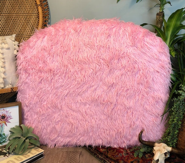 Mongolian Fur Unique Dorm Room Headboard for Twin XL Bedding One of a Kind Furry Pink College Decor