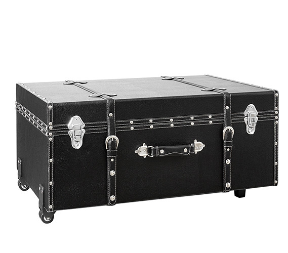 Classic Steamer Trunk Footboard for Twin XL Bed College Apartment Furniture Dorm Storage Ottoman Chest Footlocker with Wheels and Handle Trendy Coffee Table