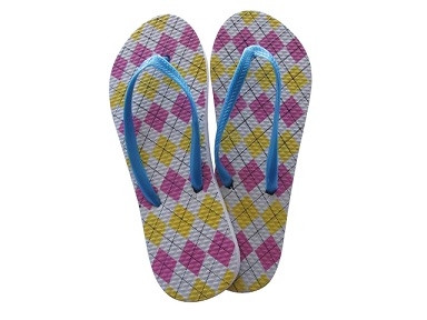 Stylish Community Bathroom Sandal - Yellow & Pink Diamonds - Shower Sandal