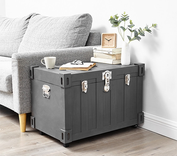 Bolt Trunks - Gray Extra Roomy College Footlocker Storage Trunk
