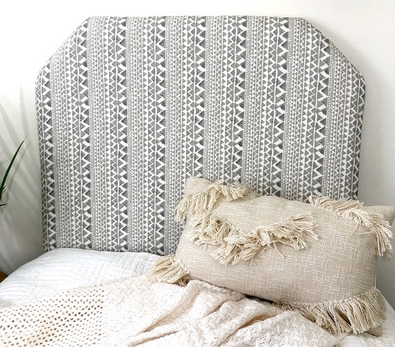 Boho Patterned Gray Twin XL Headboard for Dorm Bed Easy to Match Neutral Room Decor for Guys