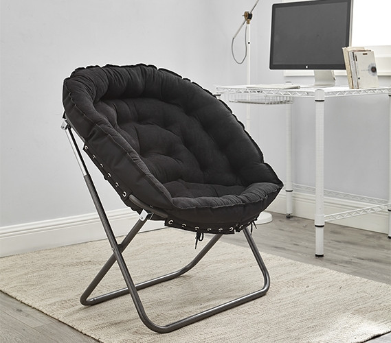 Papasan Moon Chair - Comfy Lounging Folding Chair - Black Dorm Decor