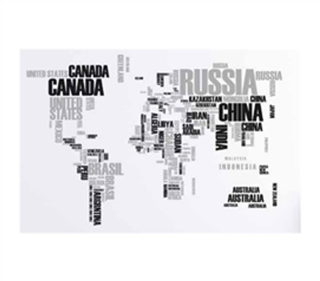 Super Cool Design - XL World Map Word Wall Art - Peel N Stick - Enhance Your Wall Decor