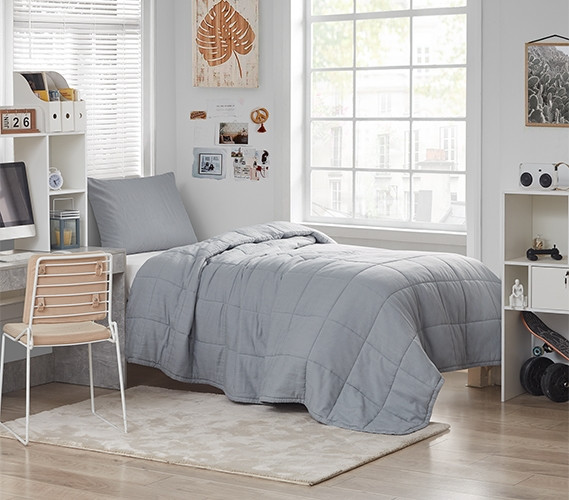 Premium Linen Blend Organic Dorm  Bedding Cooling Bamboo Bedspread  Twin XL Designer Comforter