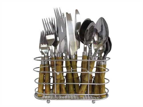 Needed For Meals - Bamboo 22 PC Flatware Set with Caddy - Cool Dorm Item