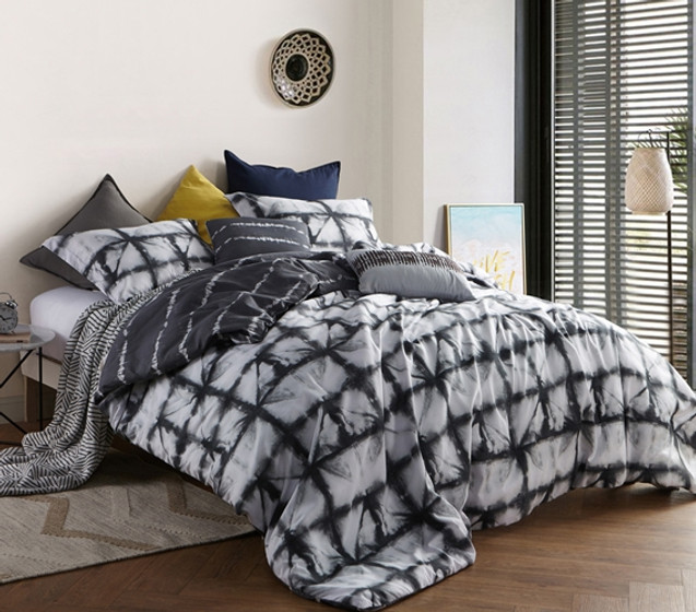 Gray College Comforter Tie Dye Zavi Gray Styled Comfortable Twin XL Dorm Room Bedding