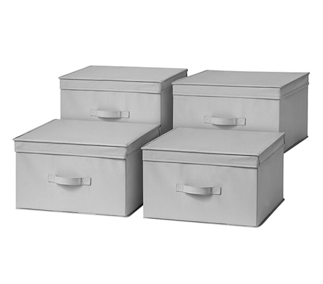 Large College Storage Boxes 4-Pack Durable TUSK® Jumbo Dorm Storage in Alloy Gray