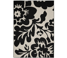 Floral Garden Dorm Rug - Black and Ivory 5' x 7' Dorm Essentials Dorm Room Decorations