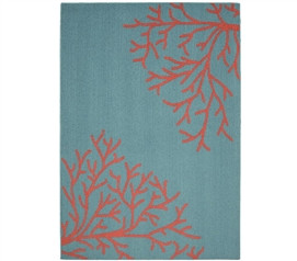 Sea Coral Dorm Rug - Teal and Coral - 5' x 7'