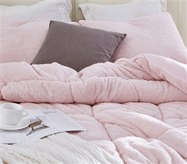 Faux Fur Pillow Cover Pink Sham Twin XL Bedding Accessories Girly Dorm Room Decor