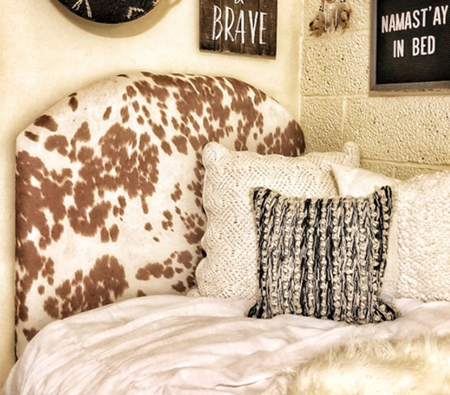 Beige Twin XL Bedding Item Neutral College Dorm Room Decor Stylish College Headboard Unique Cow Hide Pattern