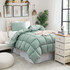 Luxury Twin XL Comforter Set with Pillow Shams Rayon Cooling Blanket for Hot Sleepers Bedding Silky Bedspread Green Dorm Decor College Essentials