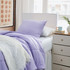 Purple College Decor Silky Bamboo Comforter Set Extra Long Twin Bedding for Dorm Size Bed Dimensions Fluffy Blanket for Hot Sleepers