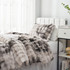 Oversized Bedding for College Apartment Essentials Checklist for Girls Neutral Gray Dorm Room Decor Fluffy Faux Fur Twin Extra Long Comforter Set