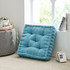 Cute Blue Aesthetic Modern Small Apartment Setup Extra Large Floor Cushion Tufted Seating Pouf Neutral Dorm Room Decor