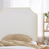 Bevel Tacked Plush Outlet Headboard with Legs - White with Gold Rivets