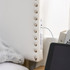 Extra Tall - Bevel Tacked Plush Outlet Headboard with Legs - White with Silver Rivets